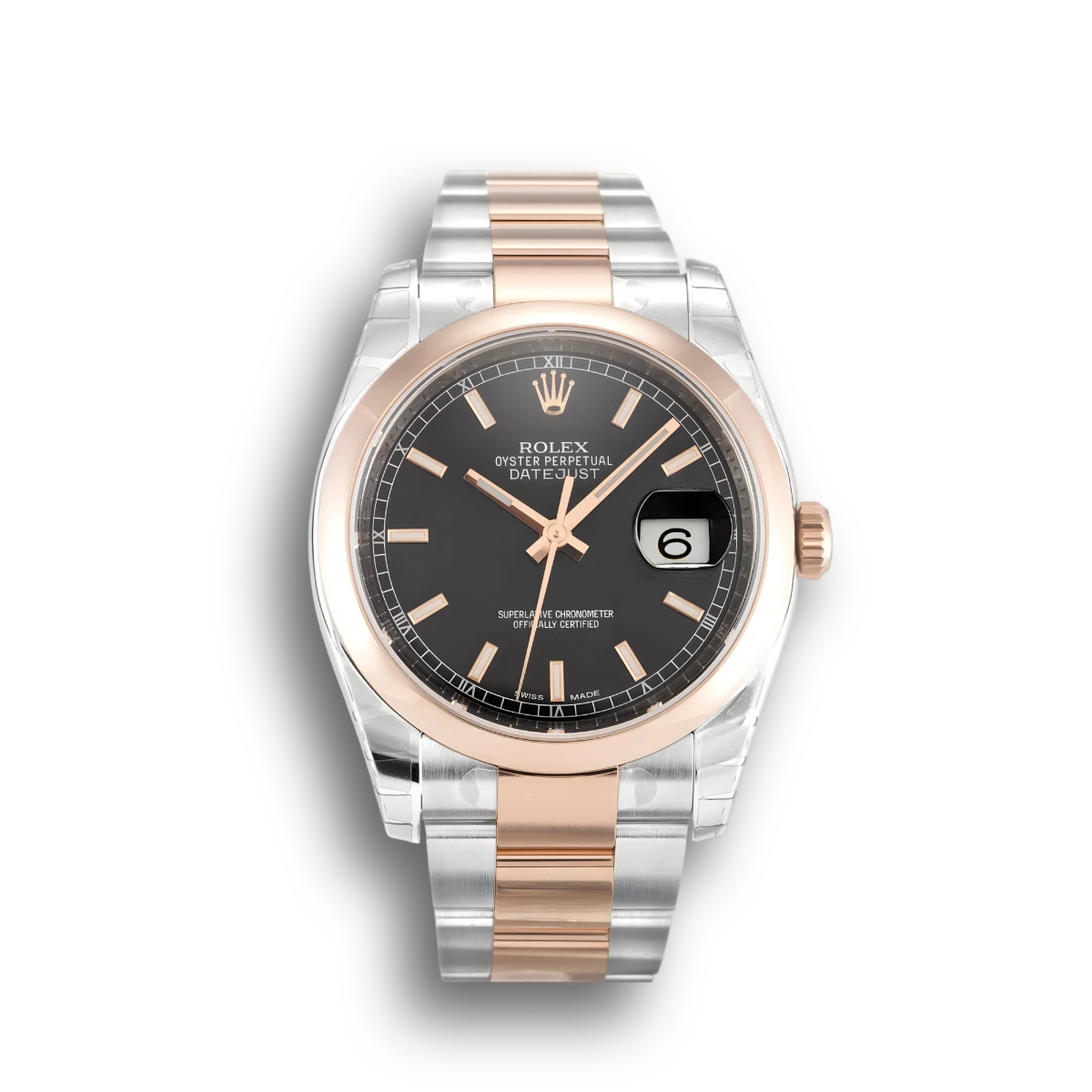 Rolex Datejust 116201 White Gold Bezel 36mm Black Dial