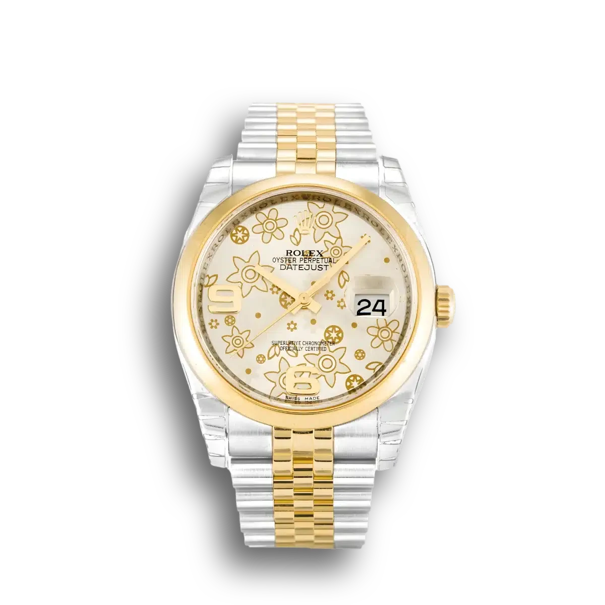 Rolex Datejust 116203 36mm Silver Floral Dial Watch