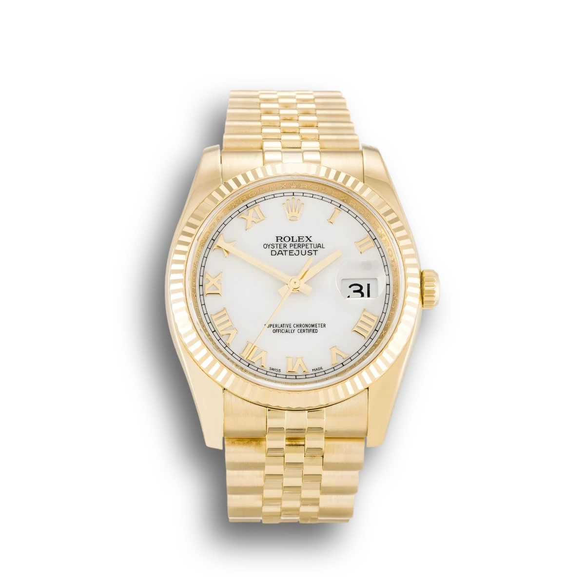Rolex Datejust 116238 Yellow Gold 36mm White Dial