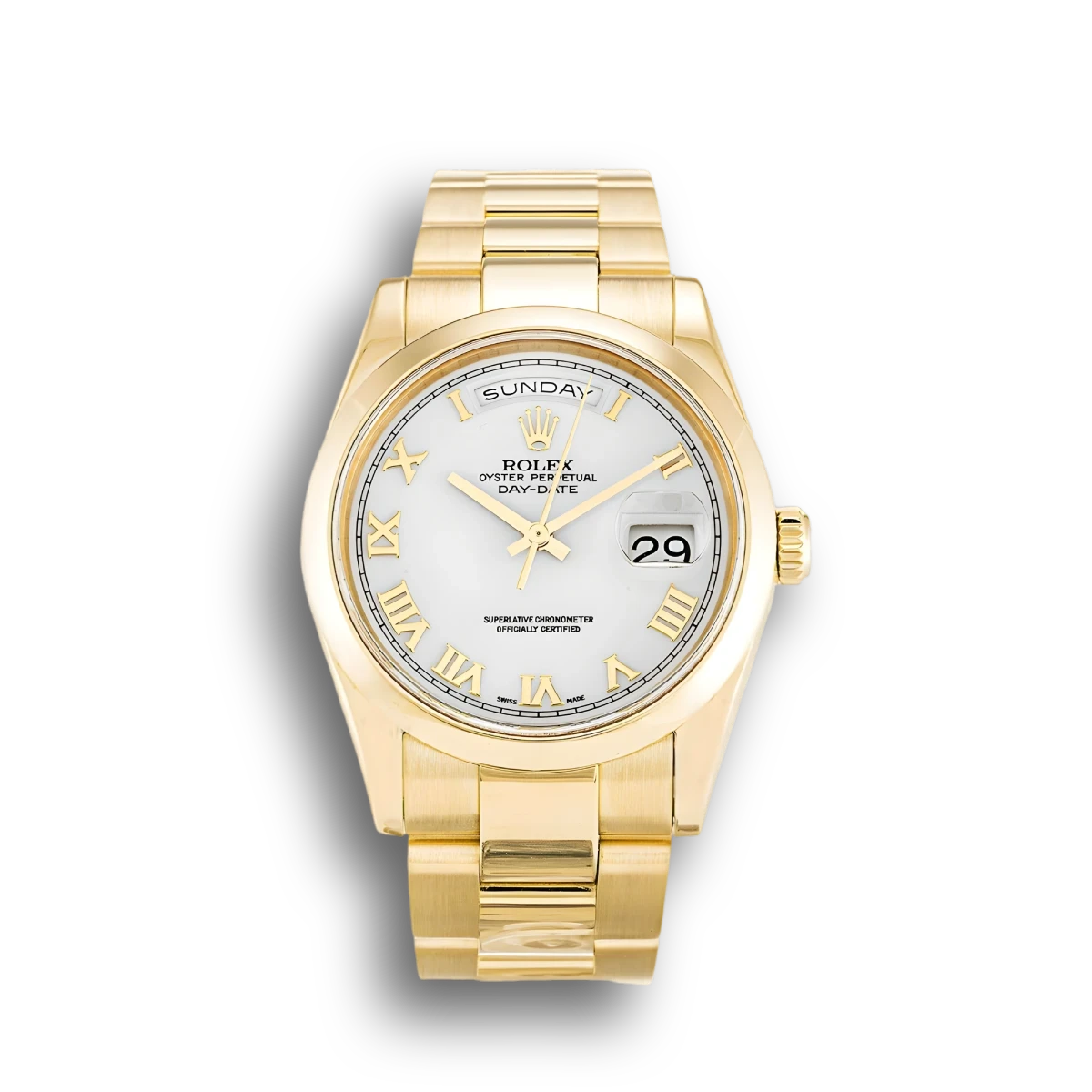 Rolex Day-Date 118208 36mm White Dial Watch