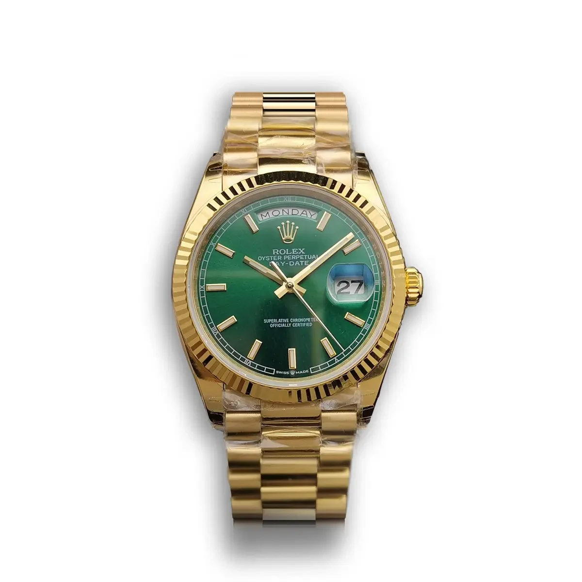 Rolex Day-Date 128238 36mm Green Dial Yellow Gold