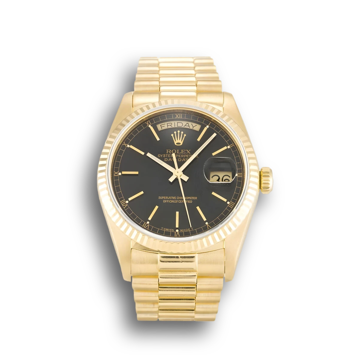 Rolex Day-Date 18038 36mm Black Dial Watch