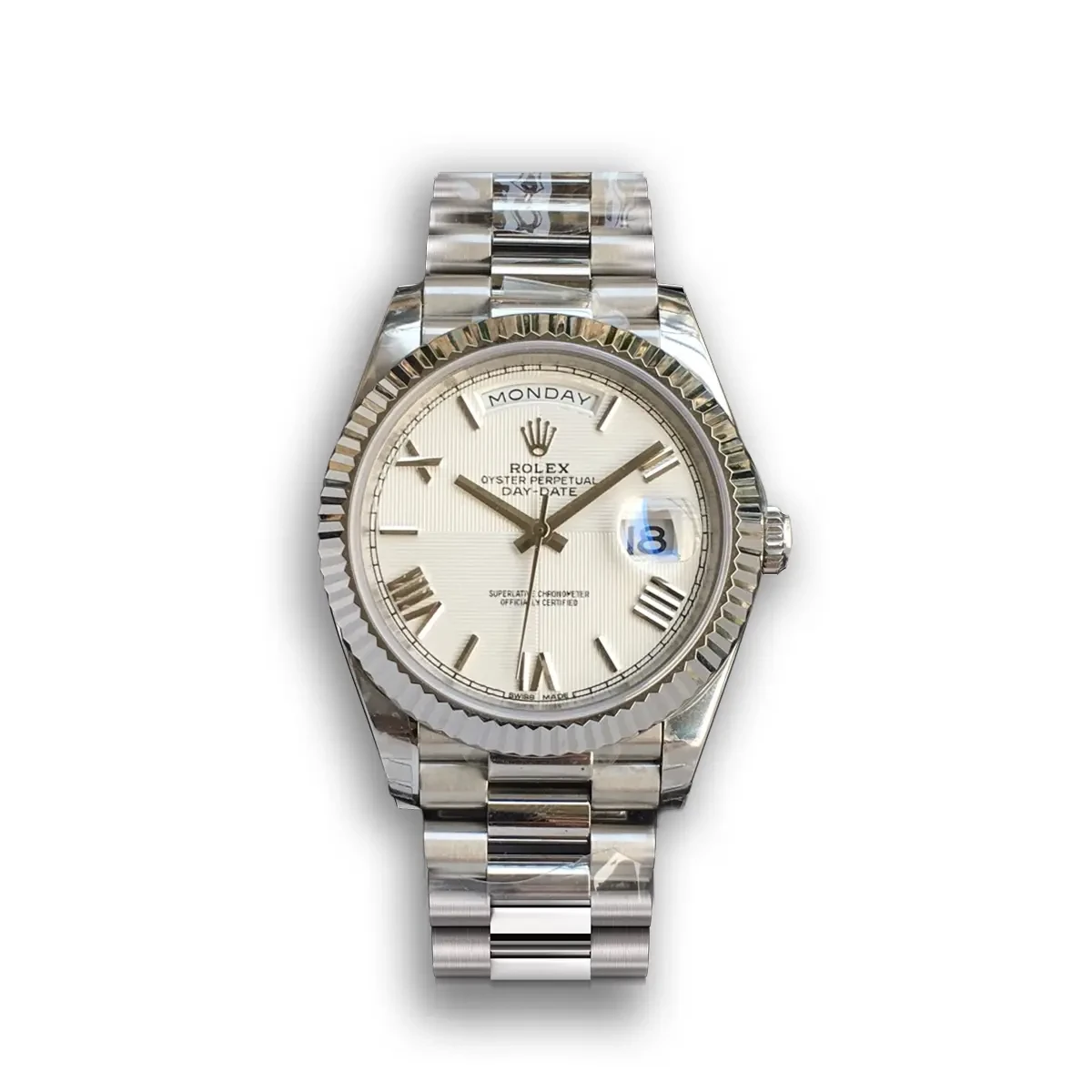 Rolex Day-Date 228238 Quadrant Texture White Dial Watch