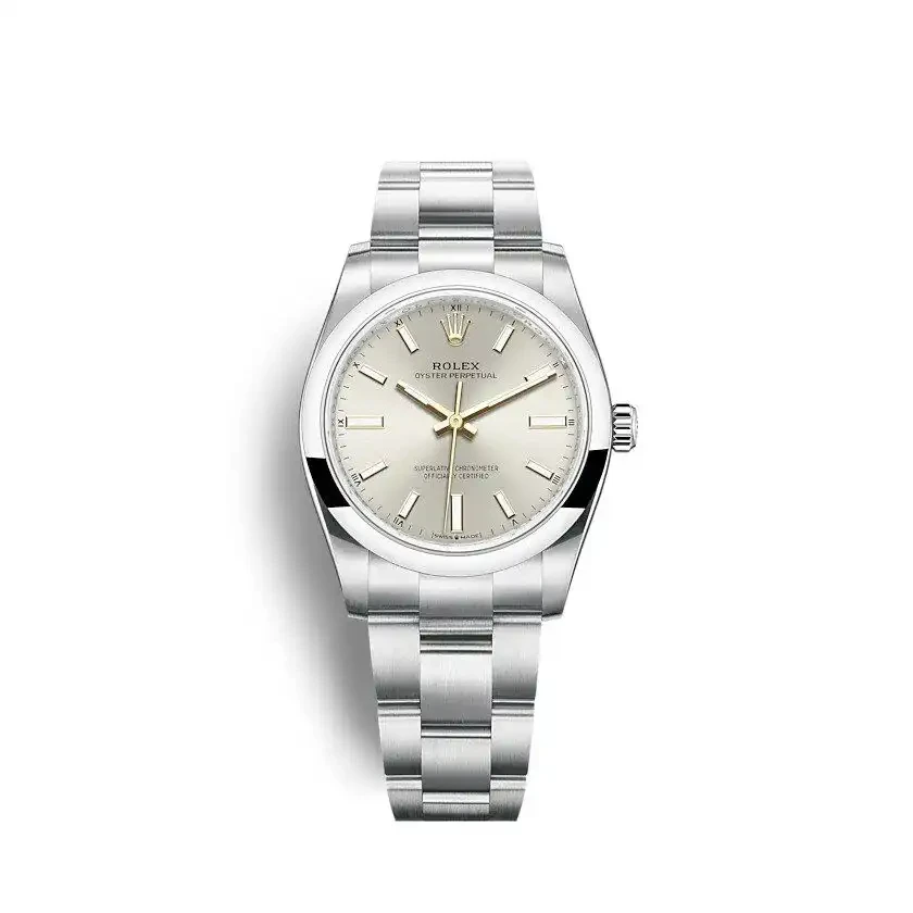 Rolex Oyster Perpetual 34mm Silver Dial 124200