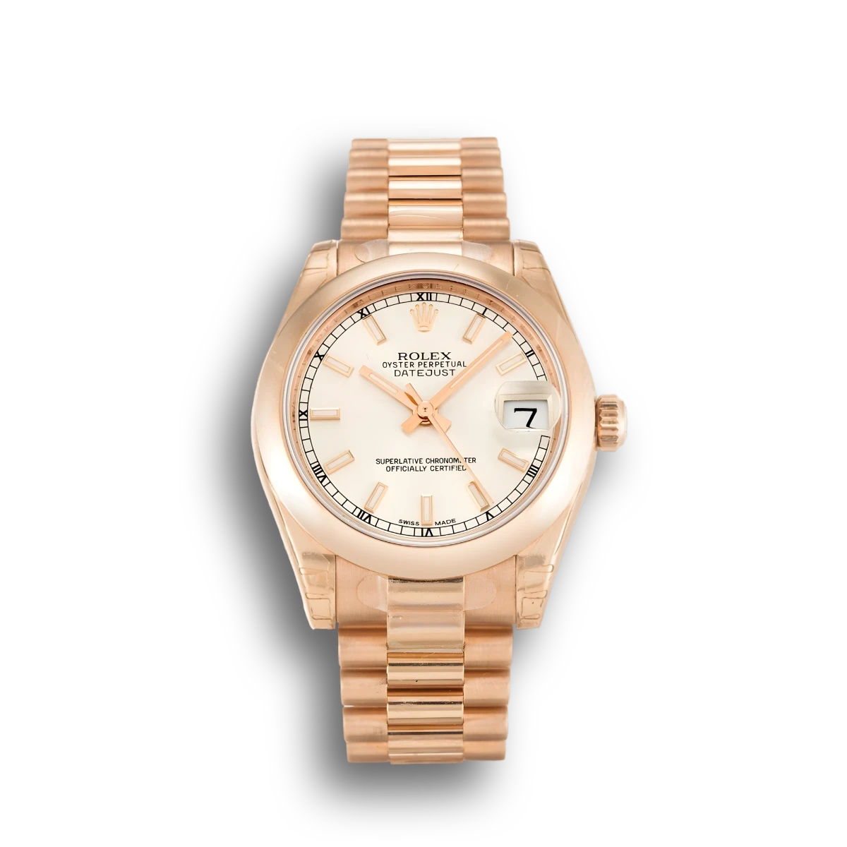 Rolex Datejust 178245F Everose Gold 36mm Silver Diamond Dial